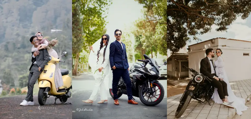 ایده عکاسی عقد با موتور